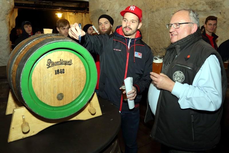 Plzeňský pivovar navštívil národní hokejový tým